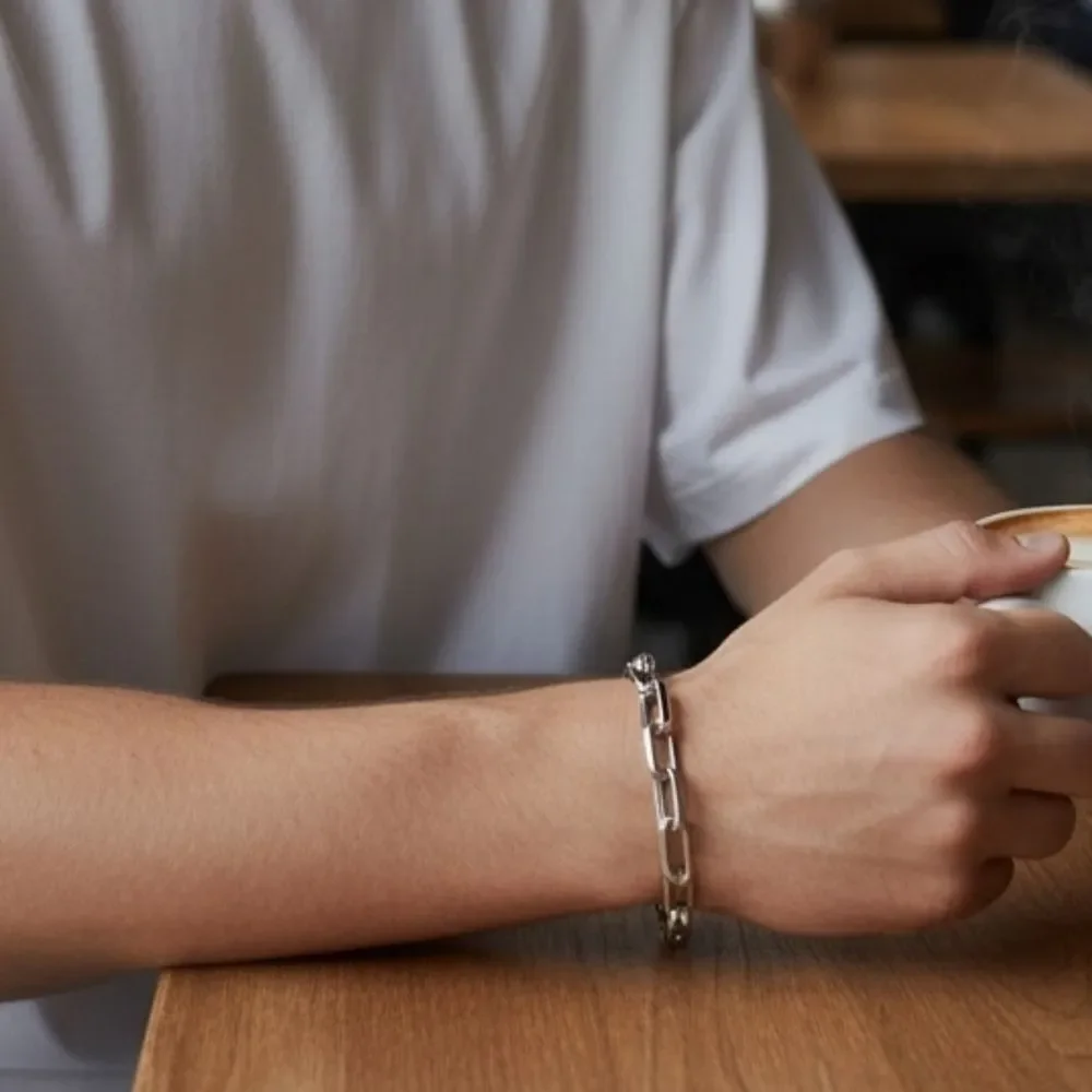 Chunky Stainless Steel Paperclip Chain Bracelet | 9mm Unisex Link Youth Bracelet